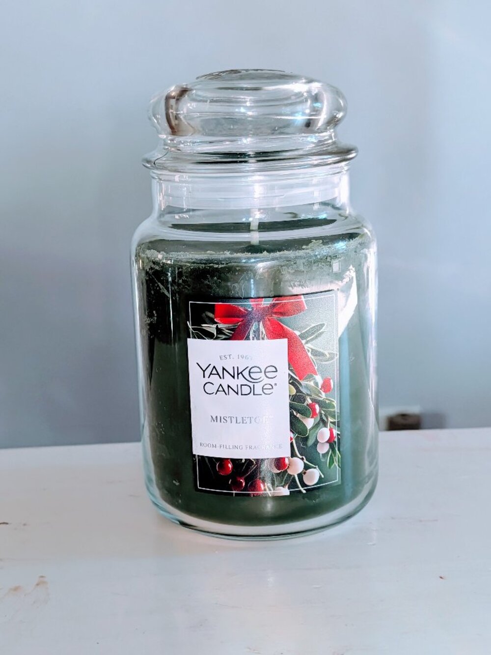 Yankee Candle Mistletoe 22 oz Large Jar Candle Christmas Holiday Pine Scent New